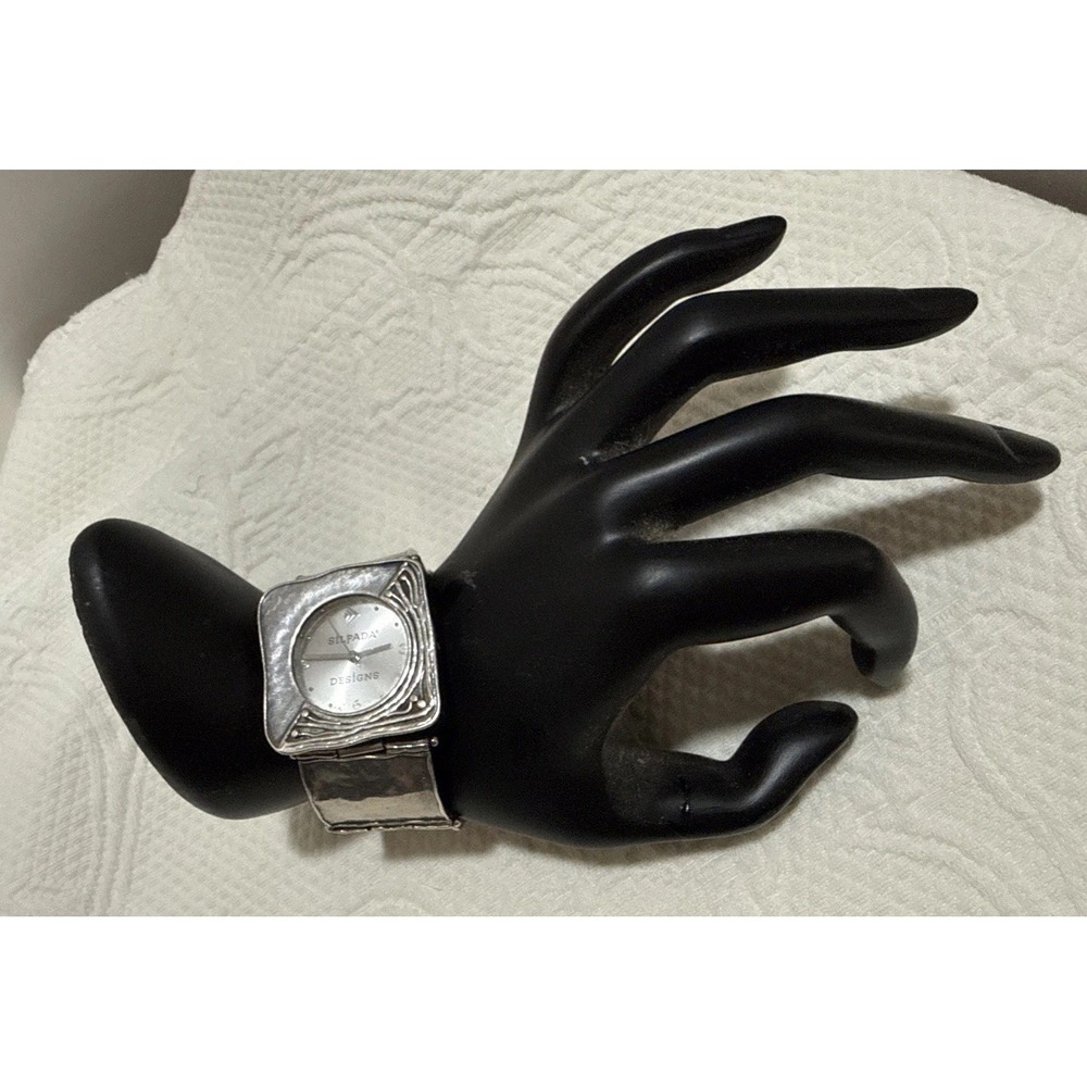 Silpada Designs Israel 925 Sterling Silver Hammered Square Watch Working